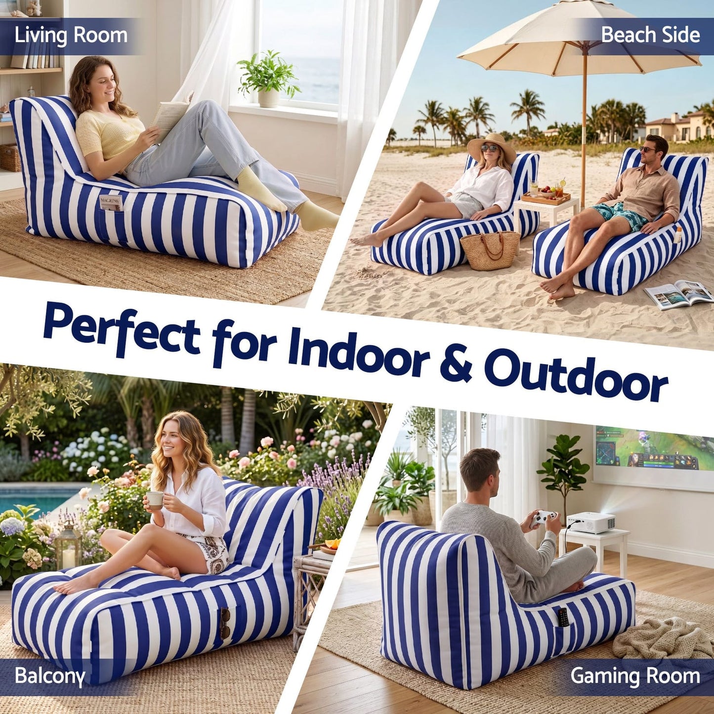 Outdoor Bean Bag Cover Waterproof 120x60x66cm