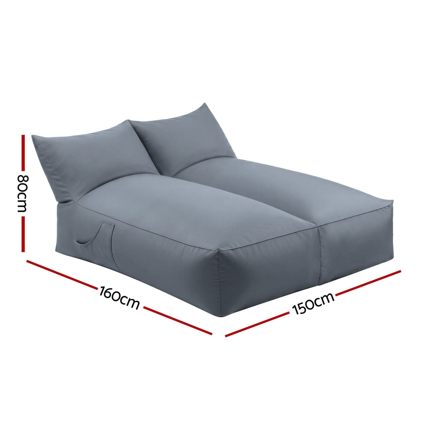 Grey Outdoor Bean Bag Cover 160x150x80cm