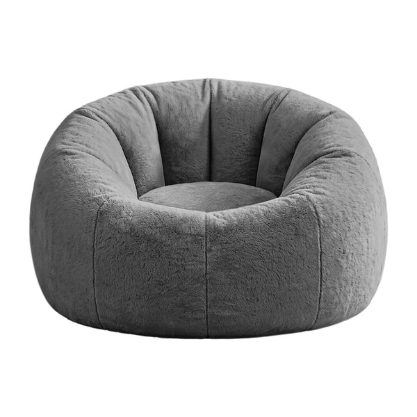  Faux Fur Bean Bag Cover Large Round Grey | HomeAndLiving
