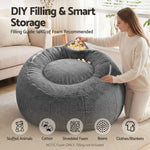 Faux Fur Bean Bag Cover Large Round Grey | HomeAndLiving