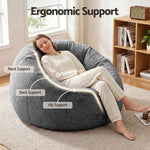 Faux Fur Bean Bag Cover Large Round Grey | HomeAndLiving