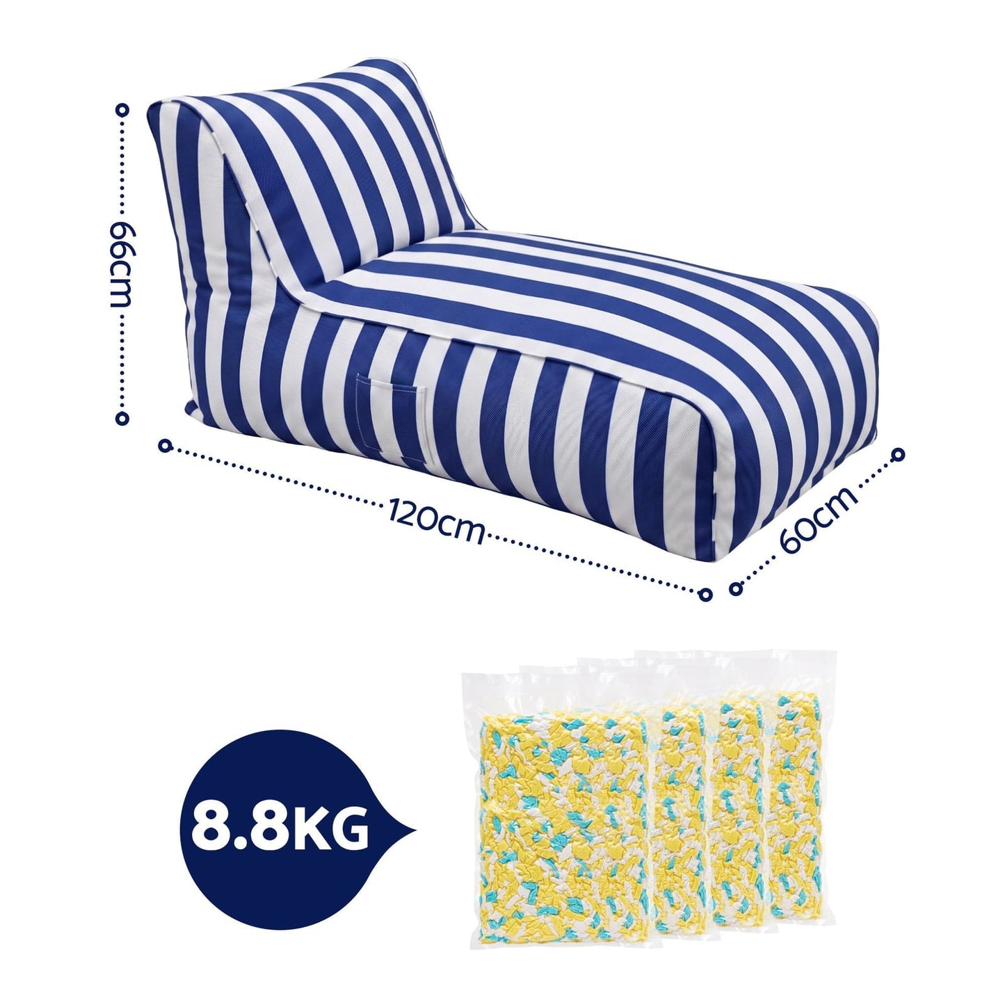 Outdoor Bean Bag Chair Water Resistant 120x60x66cm