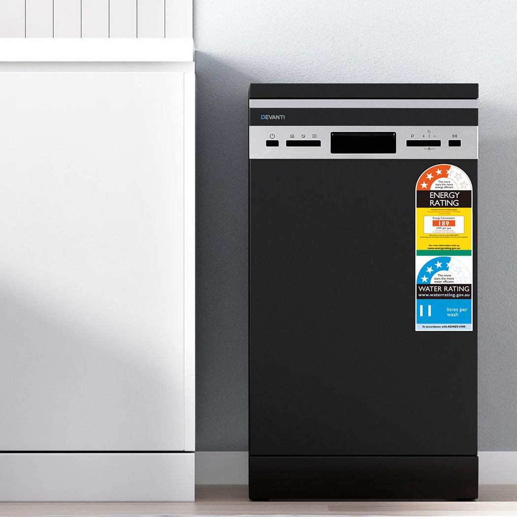 10 Place Settings Freestanding Dishwasher Black