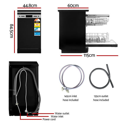 10 Place Settings Freestanding Dishwasher Black