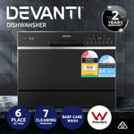 Devanti Benchtop Dishwasher 6 Place Setting Counter Bench Top Dish Washer Black