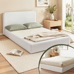 Double Bed Frame No Assembly Boucle Cream | Home & Living