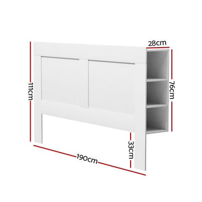 Double Size Black Bed Frame Shelves Headboard Bedhead Bas(Headboard Only)