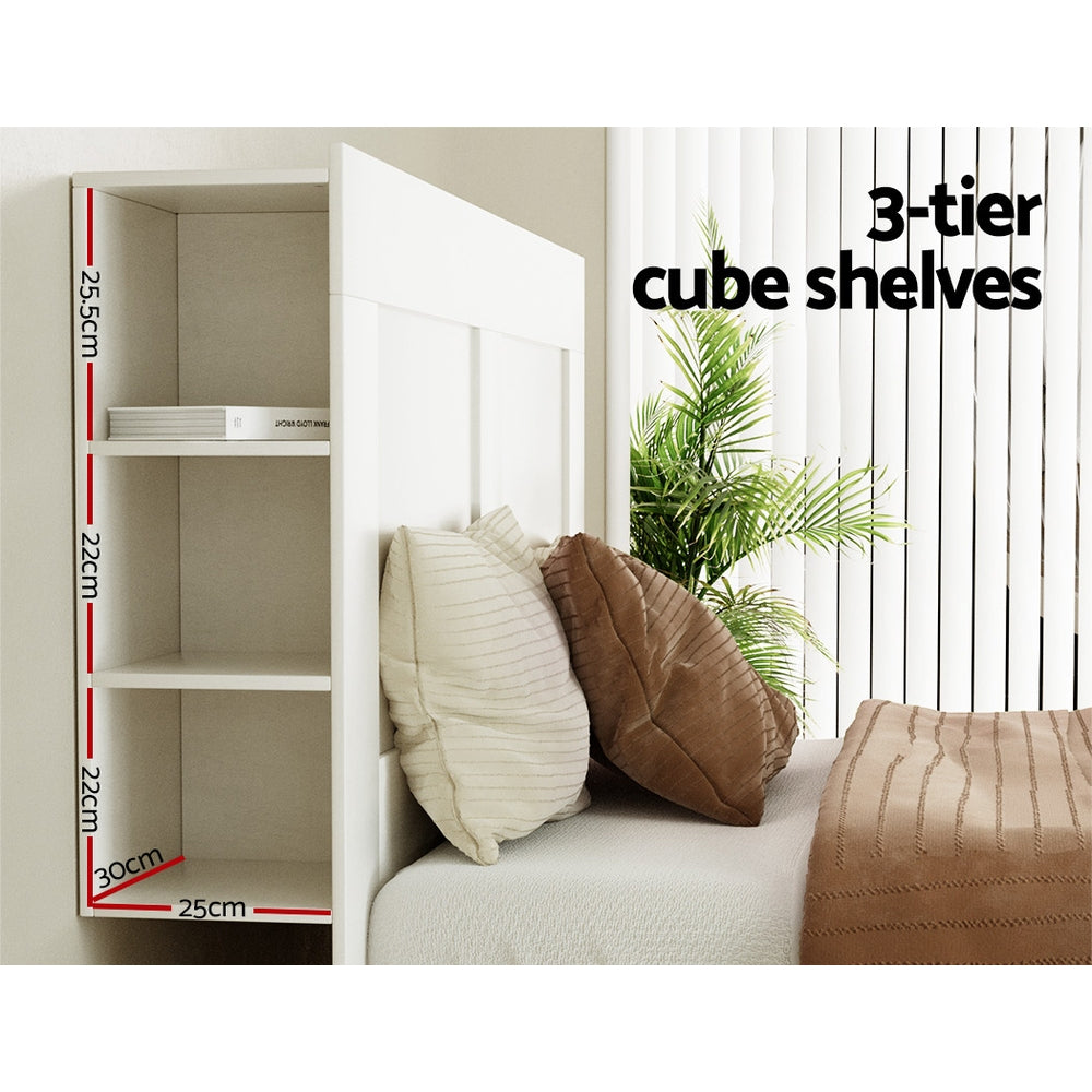 Double Size Black Bed Frame Shelves Headboard Bedhead Bas(Headboard Only)