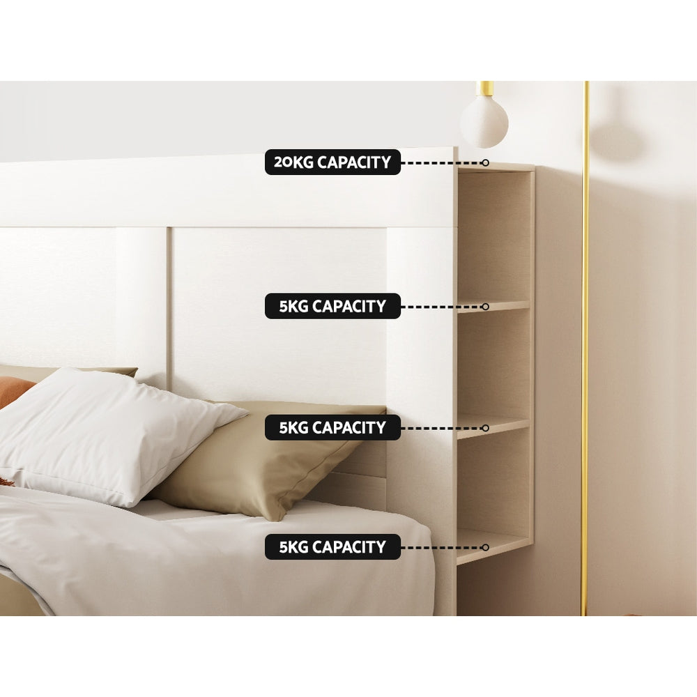 Double Size Black Bed Frame Shelves Headboard Bedhead Bas(Headboard Only)