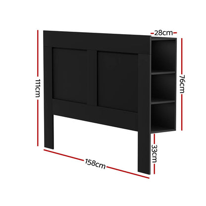 Double Size Black Bed Frame Shelves Headboard Bedhead Bas(Headboard Only)