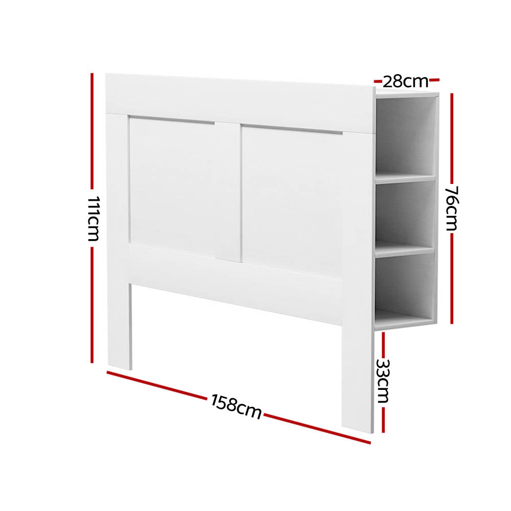 Double Size Black Bed Frame Shelves Headboard Bedhead Bas(Headboard Only)