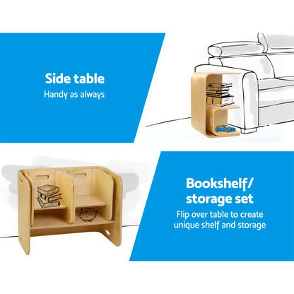 3Pcs Kids Table And Chairs Set Multifunctional Storage Desk