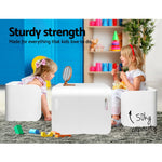 3Pcs Kids Table And Chairs Set Multifunctional Storage Desk White