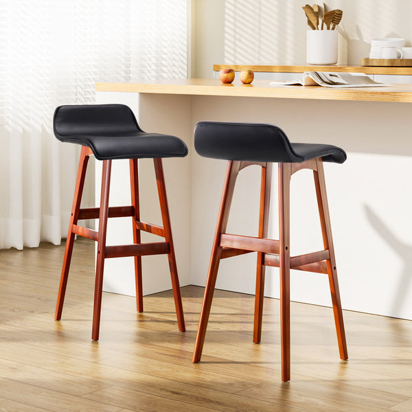  2X Bar Stools Wooden Stool Black