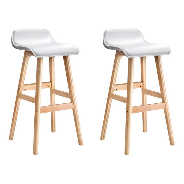  2X Bar Stools Wooden Stool White