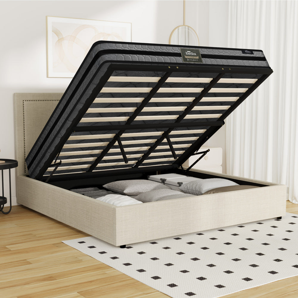 Bed Frame With Mattress Set King Size Gas Lift Storage ADI