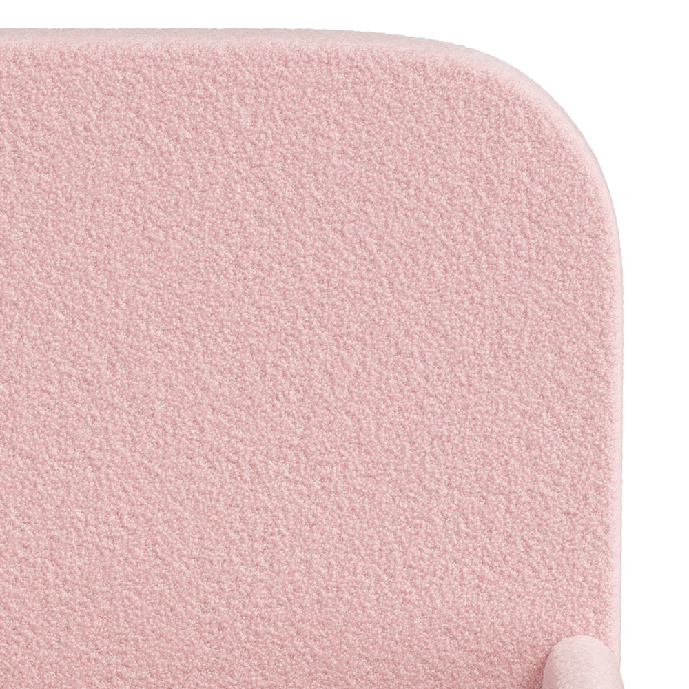 Kids Bed Frame Double Size With Side Rails Boucle Upholstered Pink/White Bedroom Furniture