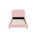 Kids Bed Frame Single Size With Side Rails Boucle Upholstered White/Pink Bedroom Furniture