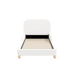 Kids Bed Frame Single Size With Side Rails Boucle Upholstered White/Pink Bedroom Furniture