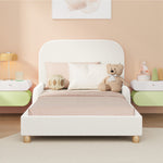Kids Bed Frame Single Size With Side Rails Boucle Upholstered White/Pink Bedroom Furniture