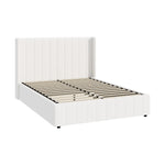 Bed Frame Double/King/King Single/Queen Size Gas Lift Base Boucle Fabric White