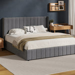 Bed Frame Double King Single Size Gas Lift Storage Base Velvet Grey