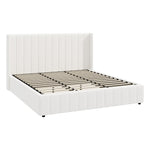 Bed Frame Double/King/King Single/Queen Size Gas Lift Base Boucle Fabric White