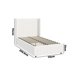 Bed Frame King Single Double Queen Gas Lift Base Boucle Fabric White