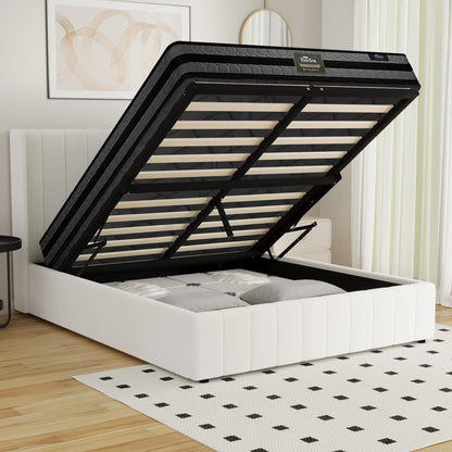 Bed Frame with Mattress Set Queen & Double Size Gas Lift Boucle BILY