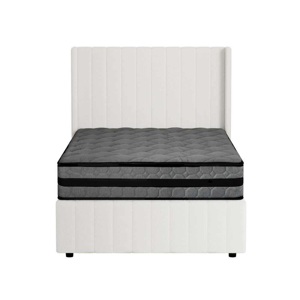 Bed Frame with Mattress Set King Single Gas Lift Boucle BILY