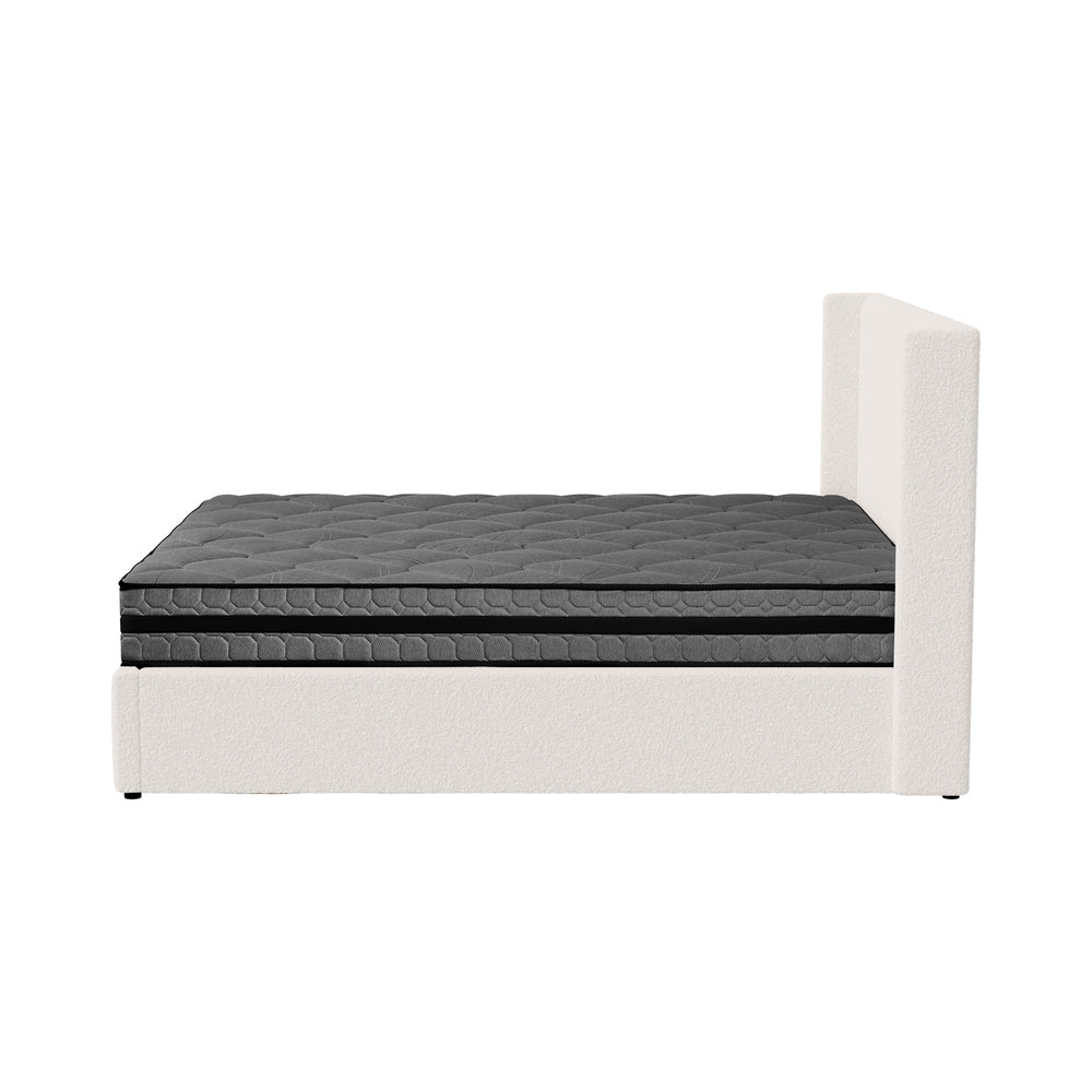 Bed Frame with Mattress Set King Single Gas Lift Boucle BILY