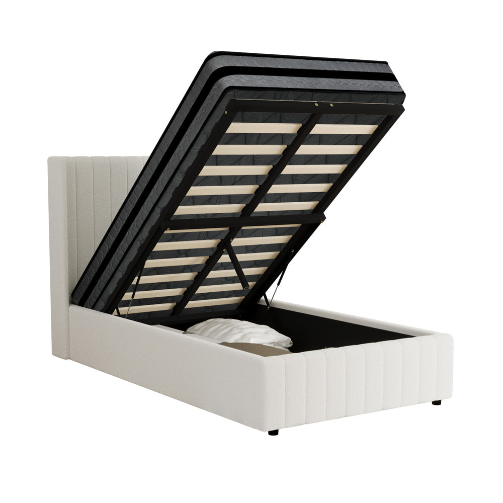 Bed Frame with Mattress Set King Single Gas Lift Boucle BILY