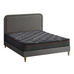 Bed Frame Double & Queen Size Beds Platform with Mattress Grey Fabric