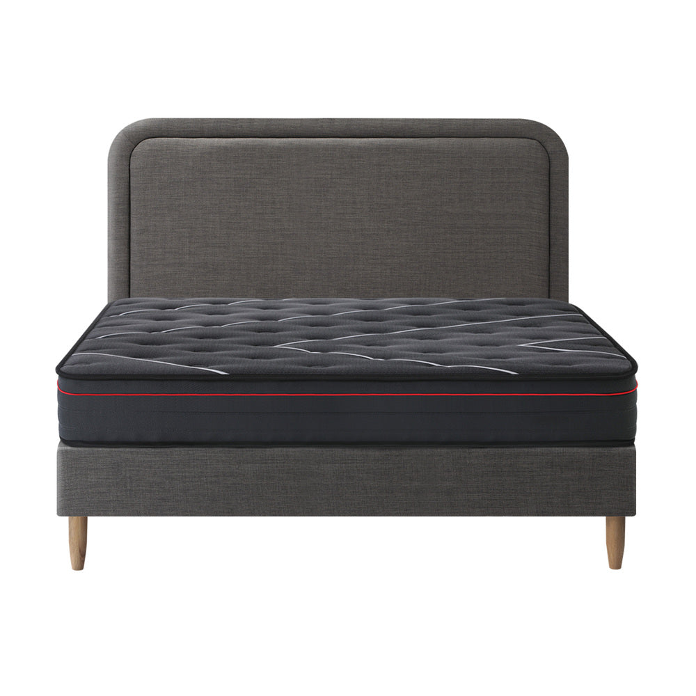 Bed Frame Double & Queen Size Beds Platform with Mattress Grey Fabric