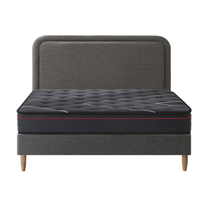 Bed Frame Double & Queen Size Beds Platform with Mattress Grey Fabric