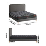 Bed Frame Double & Queen Size Beds Platform with Mattress Grey Fabric
