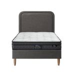 Single Bed Frame with Bonnell Spring Mattress Upholstered Base Grey