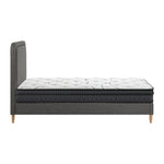 Single Bed Frame with Bonnell Spring Mattress Upholstered Base Grey