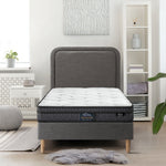 Single Bed Frame with Bonnell Spring Mattress Upholstered Base Grey