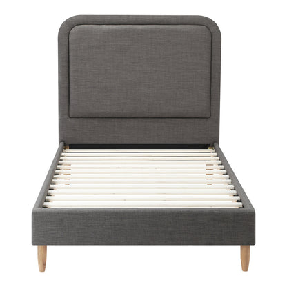Bed Frame Single Size Fabric Grey BOB