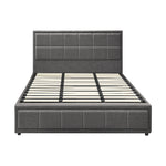 Bed Frame King Size Gas Lift Storage Base Fabric Grey