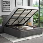 Bed Frame King Size Gas Lift Storage Base Fabric Grey