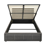 King Single Gas Lift Bed Frame Grey  Fabric Storage Base
