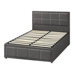 King Single Gas Lift Bed Frame Grey  Fabric Storage Base