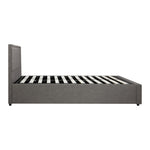 King Single Gas Lift Bed Frame Grey  Fabric Storage Base