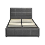 King Single Gas Lift Bed Frame Grey  Fabric Storage Base