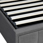 King Single Gas Lift Bed Frame Grey  Fabric Storage Base