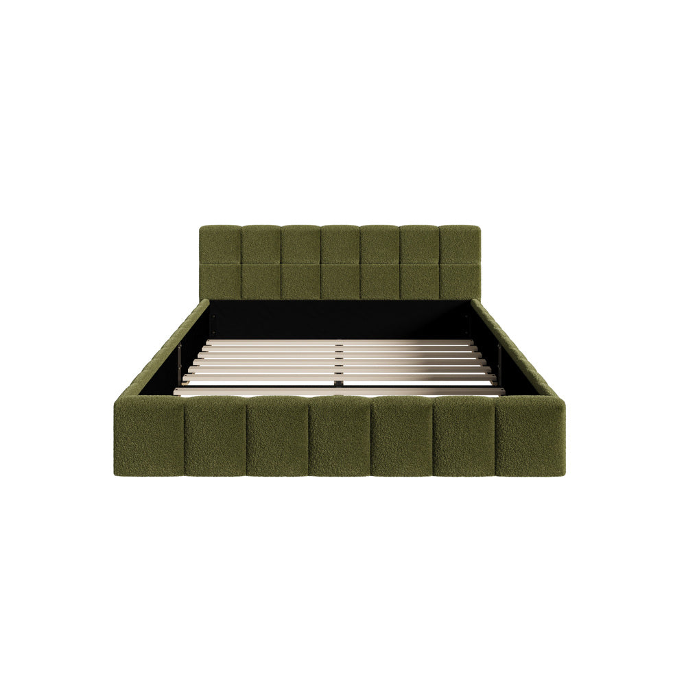 Bed Frame Tufted Headboard Green Boucle Size King Single/King/Double/Queen