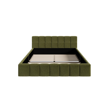 Bed Frame Tufted Headboard Green Boucle Size King Single/King/Double/Queen