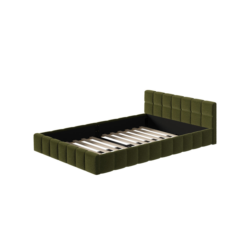 Bed Frame Tufted Headboard Green Boucle Size King Single/King/Double/Queen